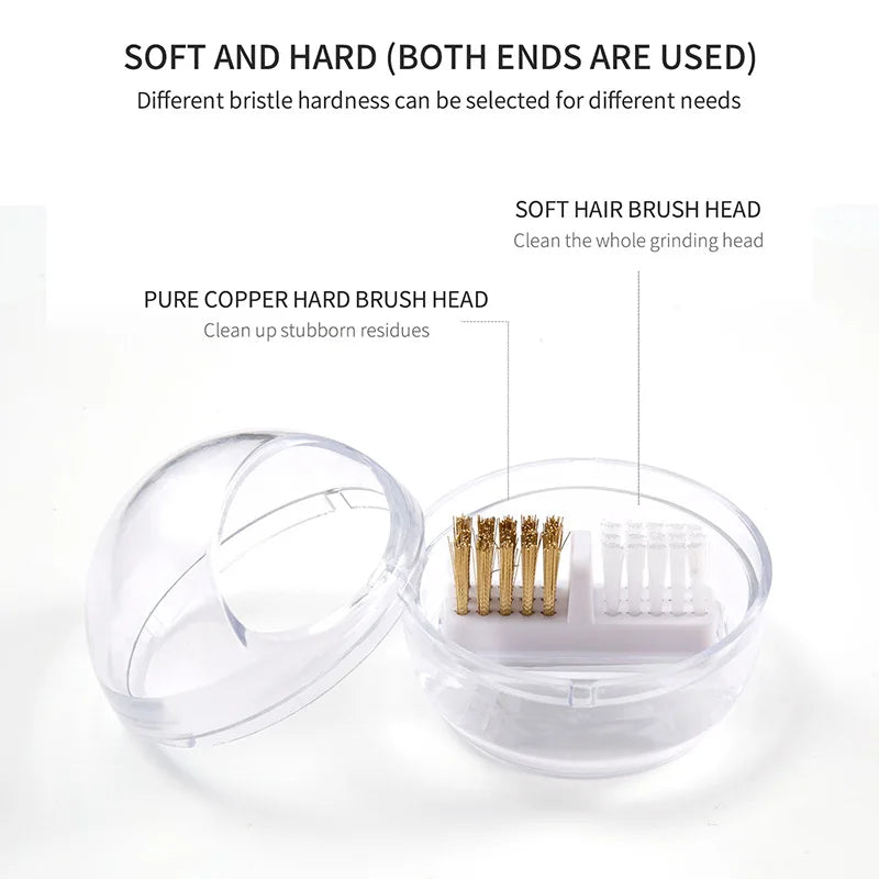 Electric Nail Drill Bits Cleaning Brush with Dustproof Box Portable Manicure Cutter Cleanser Copper Wire Brush Clean Tools