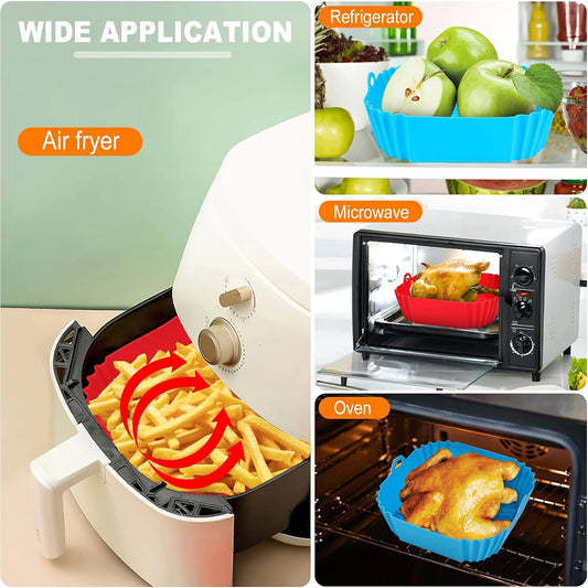 Silicone Air Fryer Liners Pot,Airfryer Basket Cooking Gadgets ,Reusable Baking Tray Non-stick Pizza Pan Oven Kitchen Accessories