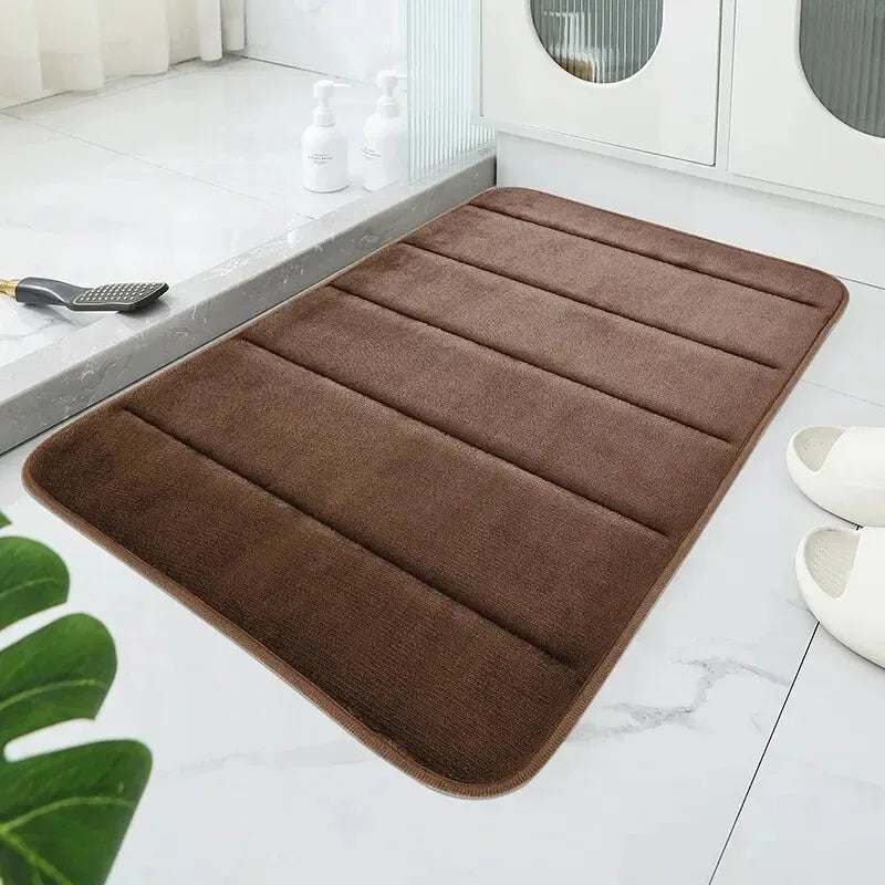 Coral Velvet Bathroom Mat Anti-Skid Quick Dry Machine Washable Soft Comfortable Toilet Floor Mat Easy to Use