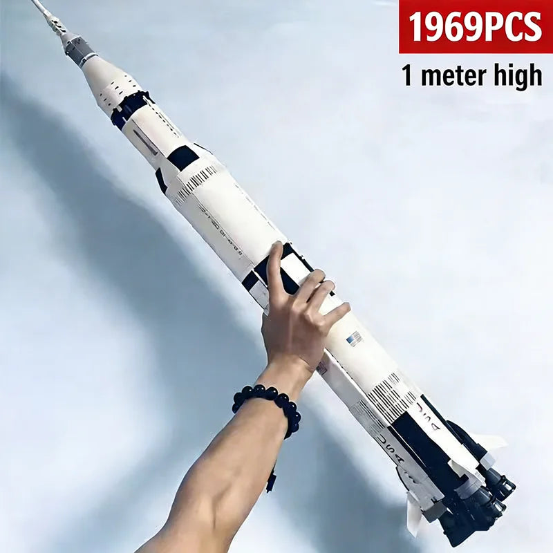 1969 pieces Apollo Saturn 5 Model Building Blocks Space Rocket Series Set Assembled Toys Children's Educational Birthday Gifts
