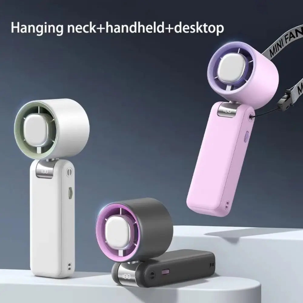 Travel Portable Small USB Charging Fan LED Digital Display Stand Turbo Fan Convenient Compact Mini Hand Fan Lash Supplies