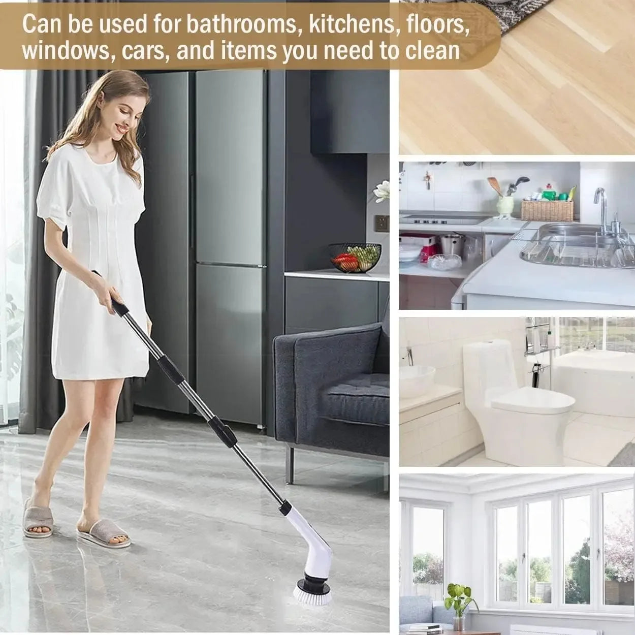 Cordless Electric Spin Scrubber For Kitchen Bathroom Toilet Tile Grout Cleaning Household Multipurpose Power Brush