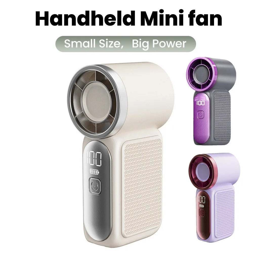 Portable Handheld Mini Fan 5 Speed Adjust Type c Rechargeable Fan Digital Display Desktop Fan Outdoor