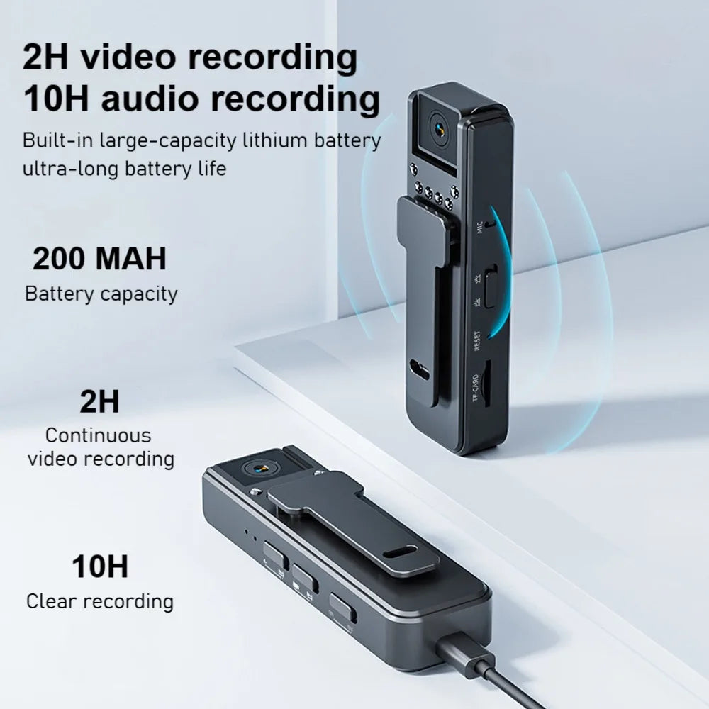 1080P Mini Body Camera 180° Rotatable Lens Body Mounted Camera Small Portable IR Night Vision Police Body Camera for Bike
