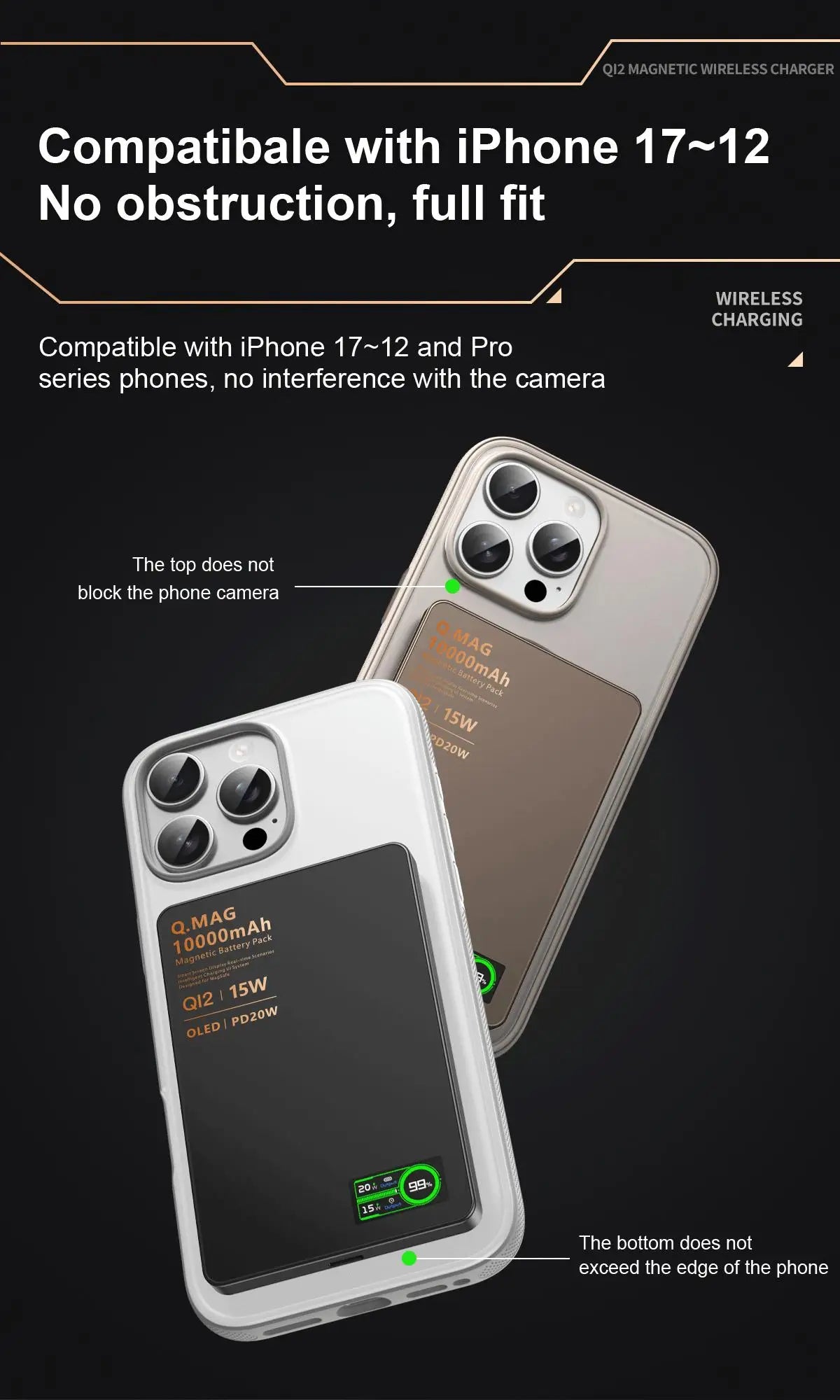 QI 2.1 Magnetic Powerbank Wireless Fast Charing Spare Portable External Battery for iPhone 12-17 Pro Watch Airpods 5000/10000mAh