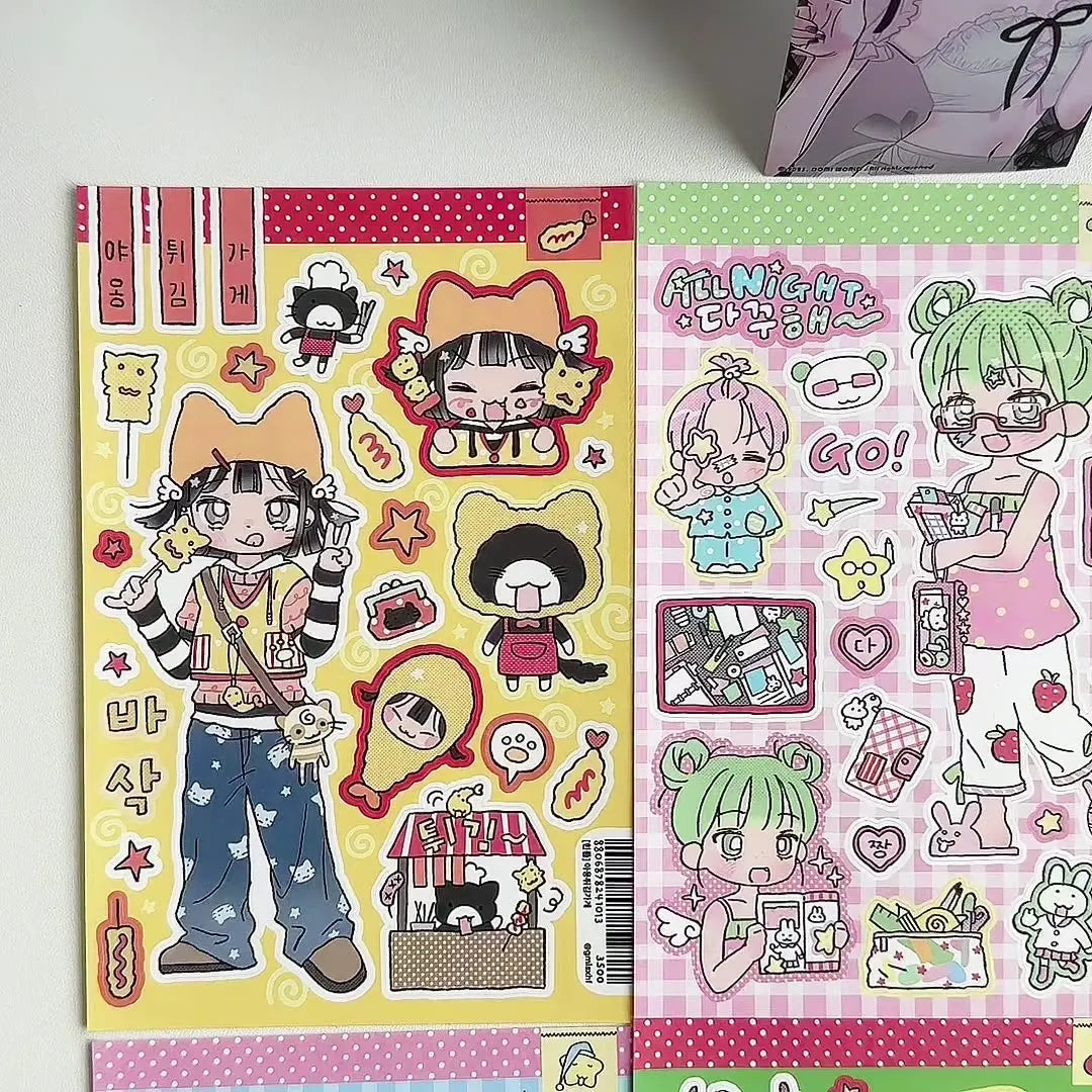 Cute Korean Stickers Cute Girl Cartoon Character Stickers Hand Account Planner Diary Scrapbook Stationery DIY Decorative Sticker