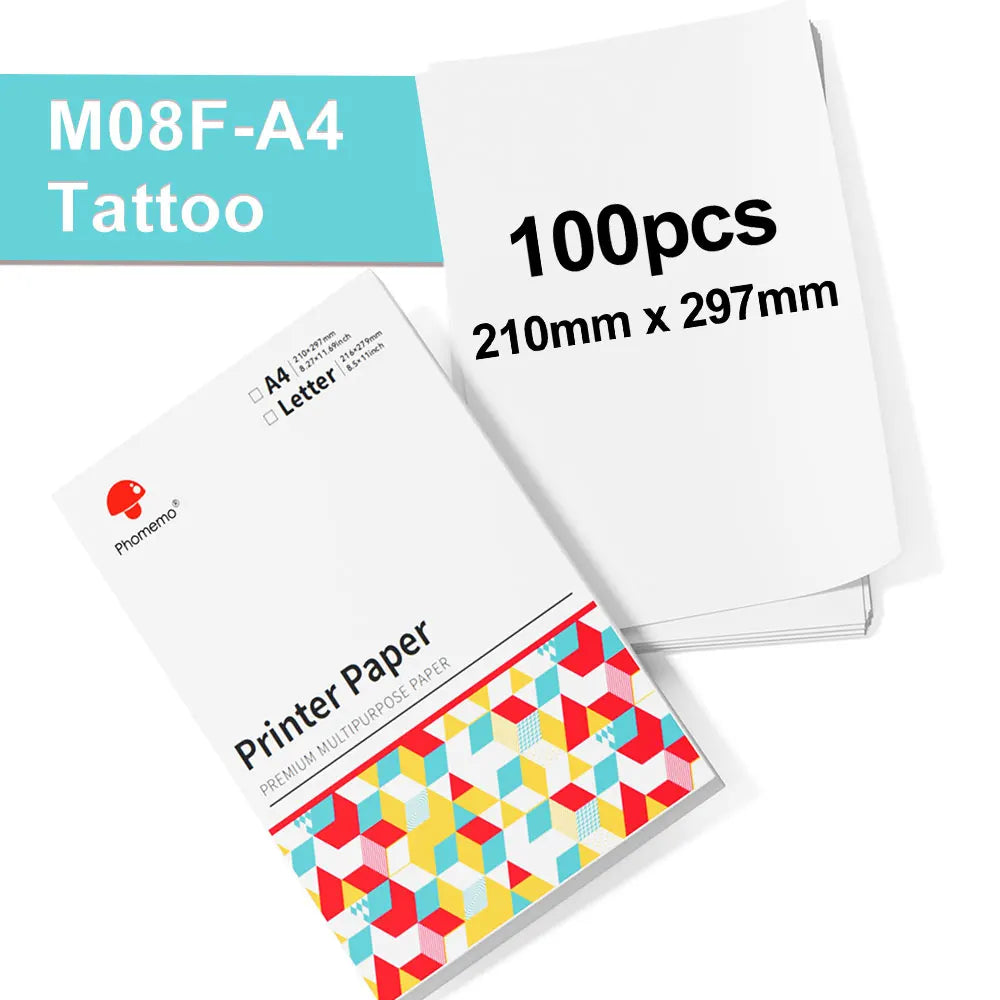 A4 Thermal Printer M08F Wireless Tattoo Transfer Bluetooth USB Mobile Printer Machine Text PDF Document Design Tattoo Printing