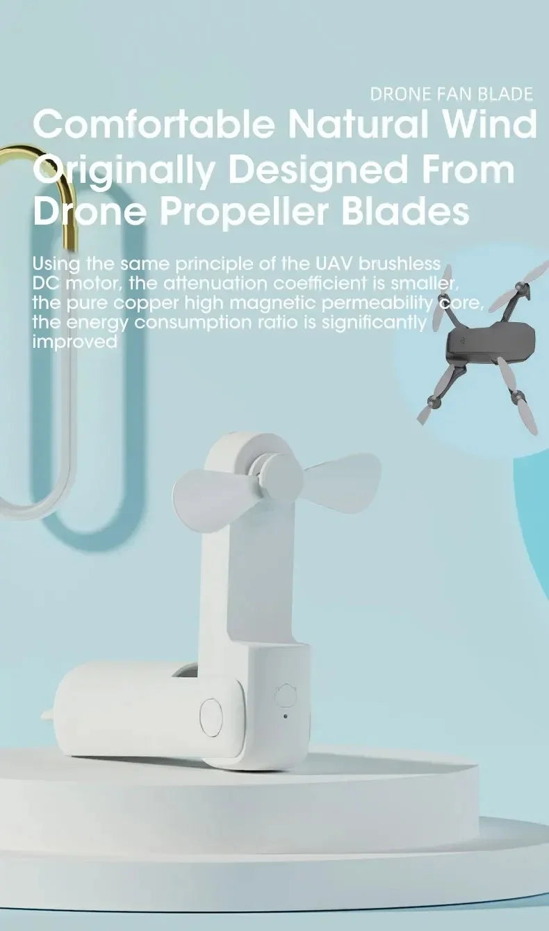 Mini Handheld Fan Type-C Charging Foldable Portable Mini Cooling 2000mAh Outdoor Rechargeable Fan Free Control High Speed Fan