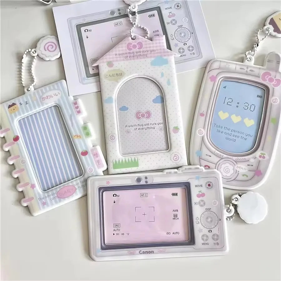 Cartoon Photocard Holder Camera Mobile Phone Shaped Idol Photocard Binder 3Inch Photo Storage Case Protection Cover Keychain