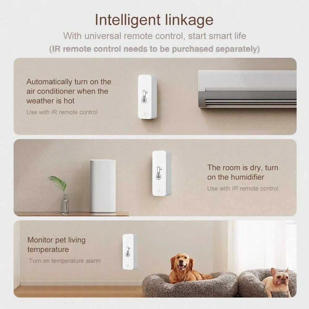 Smart Temperature & Humidity Sensor with WiFi Low Battery Alert Intelligent Climate Control Device Indoor Environment Monitoring