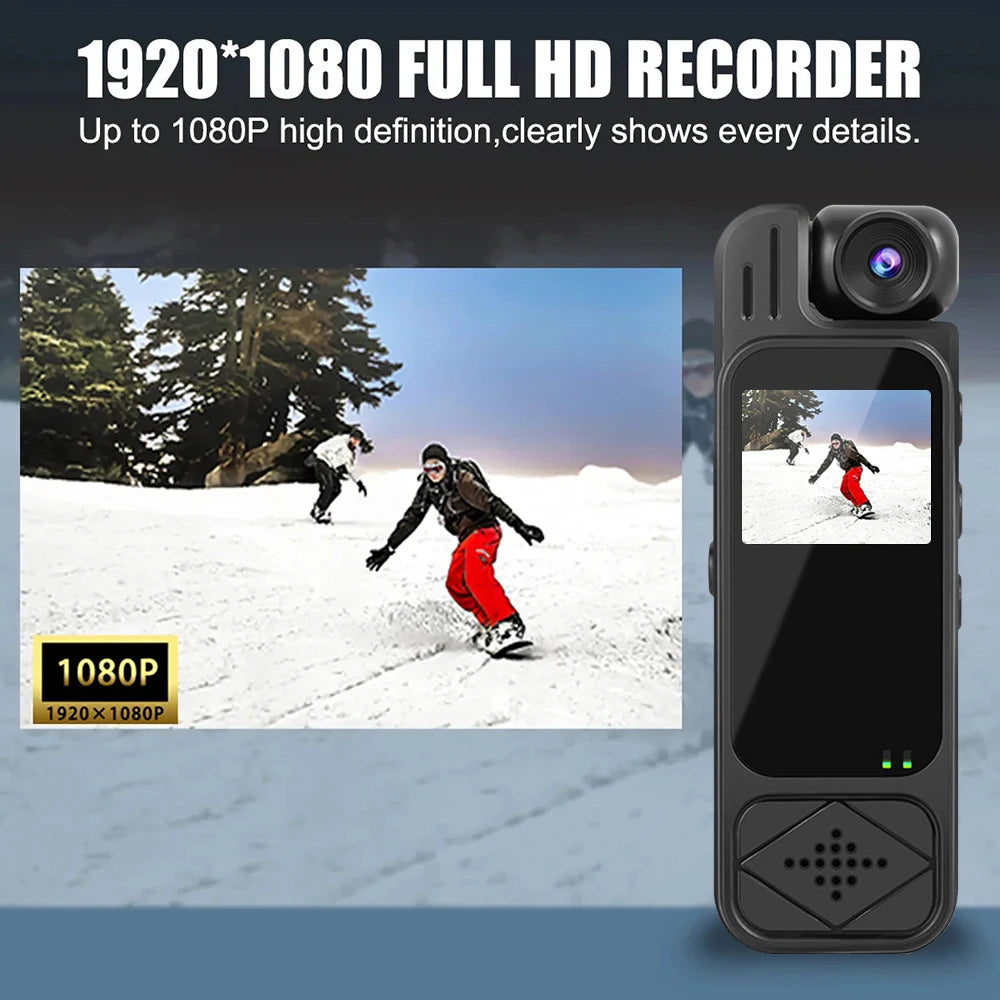Mini Body Camera 1080P HD Sports CameraRotatable Night Vision Digital Video Recorder 1.3inch Bodycam Police Camera