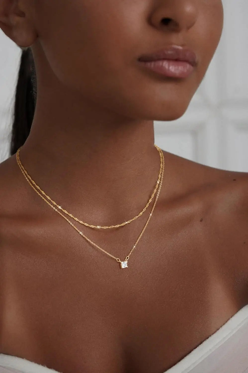 Waterproof Necklace for Women 14K Gold/Silver Plated Choker Diamond Necklace Simple Dainty CZ Chain Trendy Jewelry Accessories