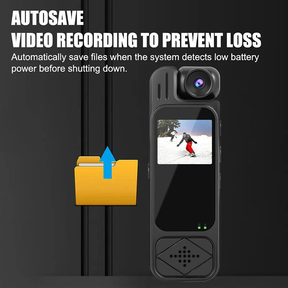 Mini Body Camera 1080P HD Sports CameraRotatable Night Vision Digital Video Recorder 1.3inch Bodycam Police Camera