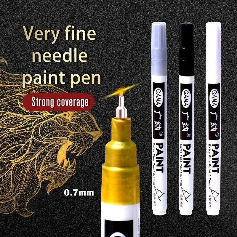 4pcs Oil Based White Black Permanent Paint Markers Pens 0.7mm Extra Fine Waterproof, for Rock Painting, Wood, Metal, Canvas