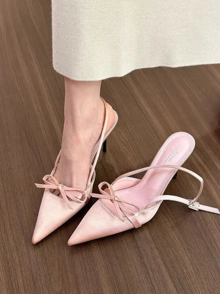 Pointy Single-shoe Women 2025 New Spring Stiletto Sandals French with Skirt Temperament Pink High Heels  Kawaii Shoes