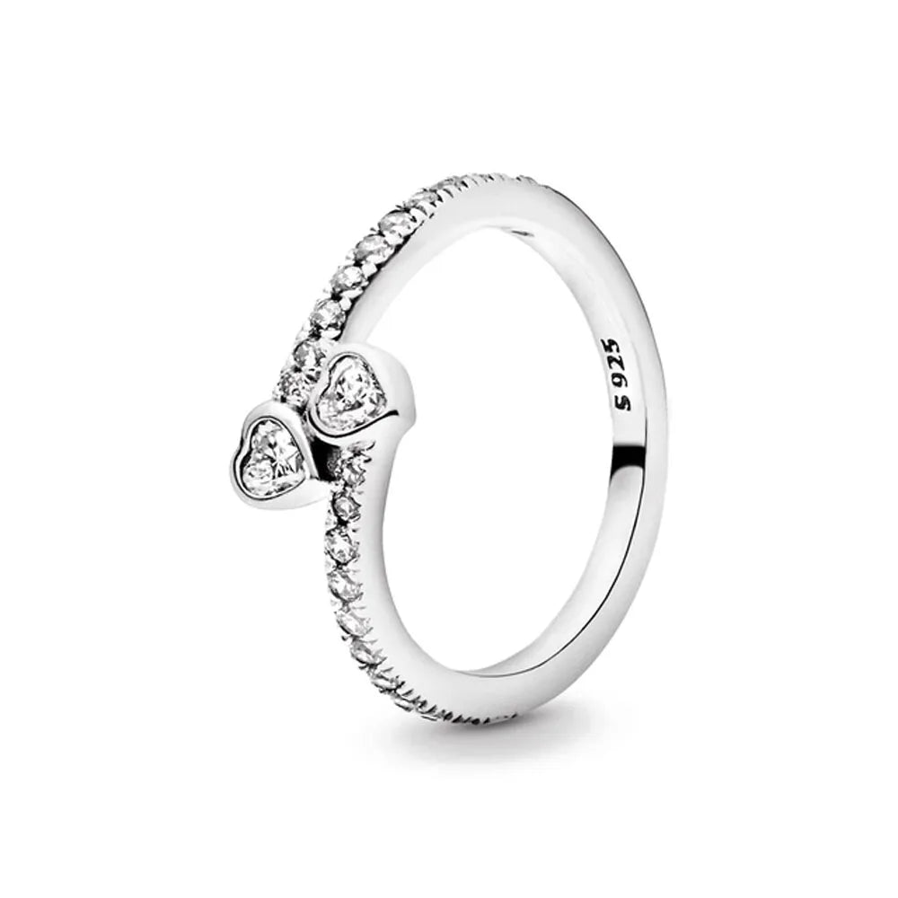Hot Sale 925 Sterling Silver Red Pink Blue Green Heart Stone Snowflake Daisy Ring Trinkets Rings Wedding Fashion  Jewelry Women