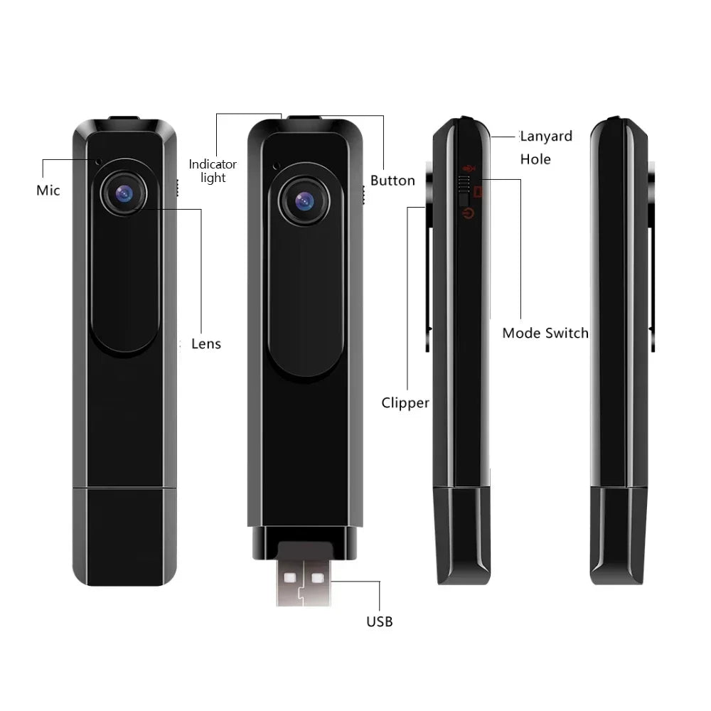 Full HD 1080P Mini Body Camera  Wearable Body Pen Cam Digital Small Sport DV Micro Camcorder  Portable Pocket Cam USB Pulg