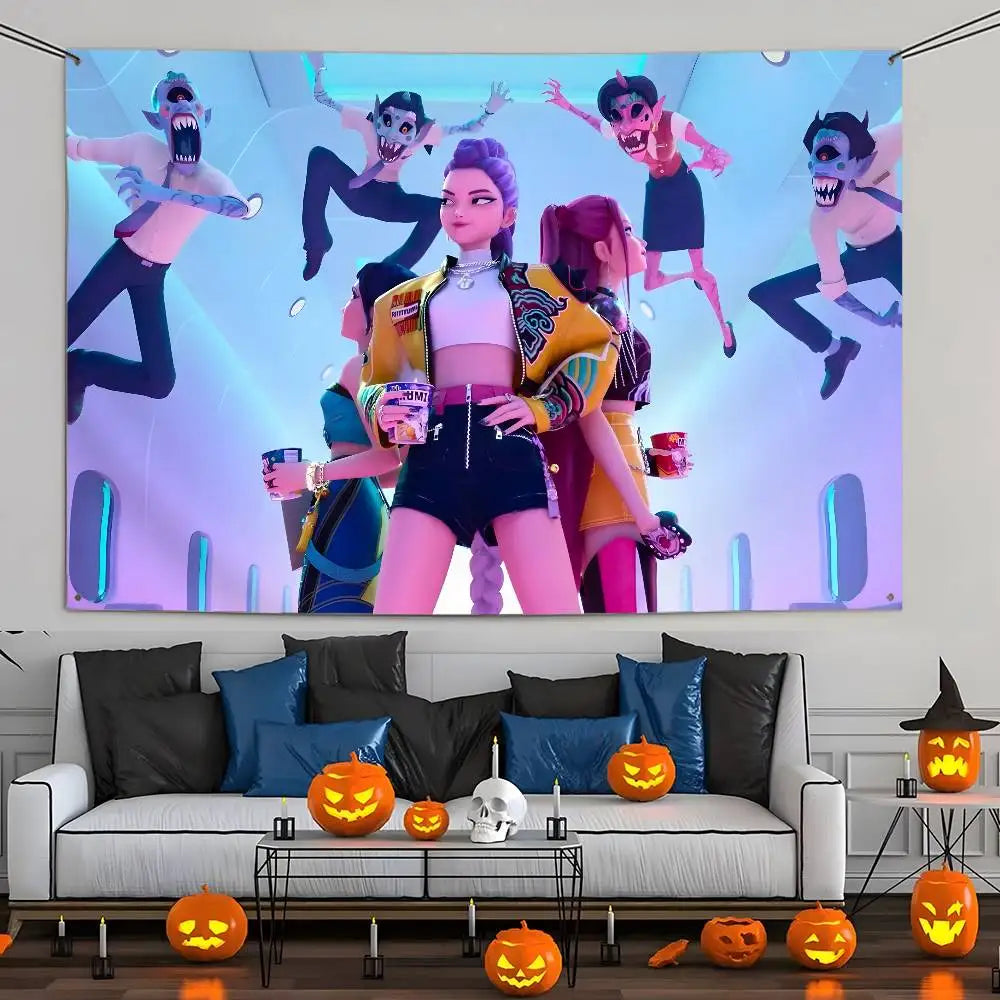 KPop Demon Hunters Flag Custom Flags Wall Hanging Tapestry Outdoor Decorative flag Background Blanket