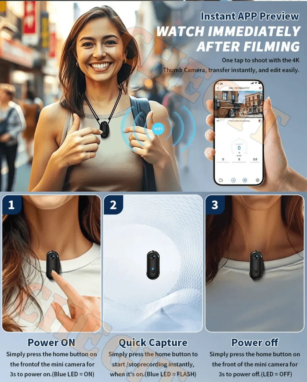 4K FHD POV Collar Cam Small Sports Camera Magnetic Necklace Pets Camcorder Mini Wireless WiFi H88 Bodycam Recording Vlog Selfie