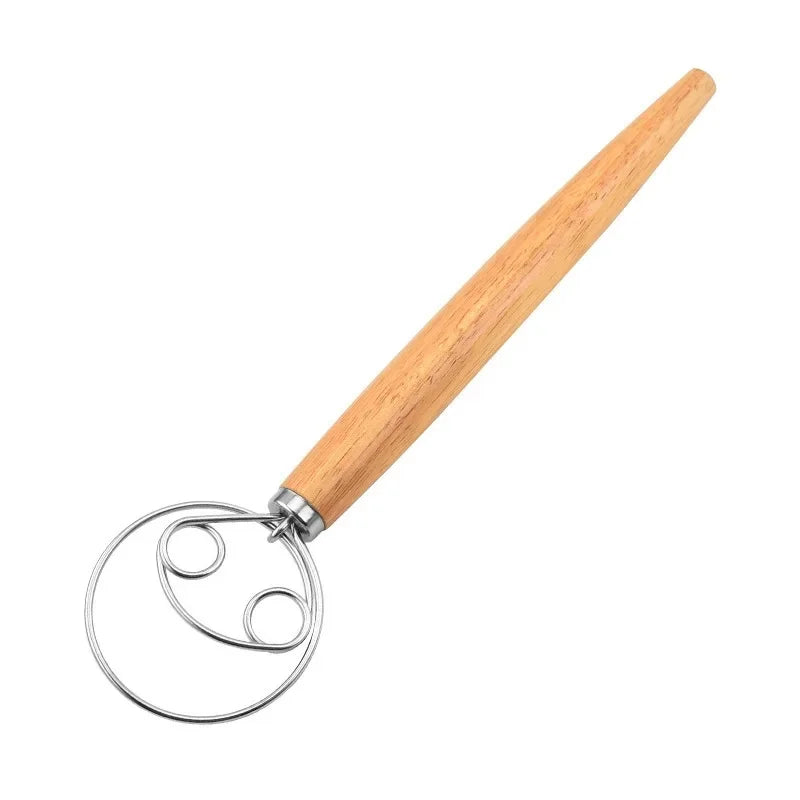 Danish Dough Whisk Stainless Steel Bread Mixer Wooden Handle Hand Blender Egg Beater DIY Baking Tools for Cake Pizza Pas
