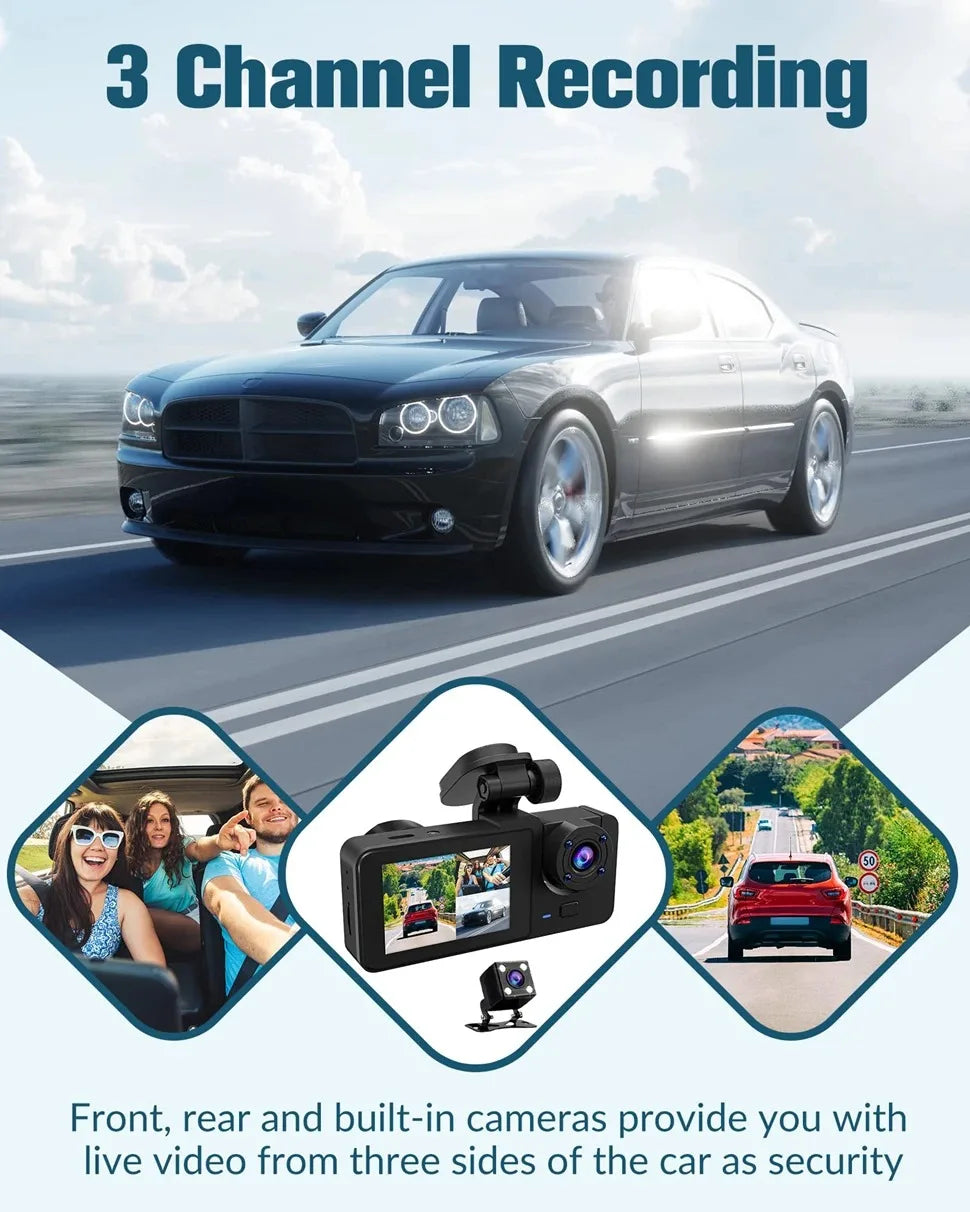 Dash Cam for Cars Camera Full HD 1080P Video Recorder Dashcam DVR Black Box Dual Lens DVR with Rear View Camera for Vehicle