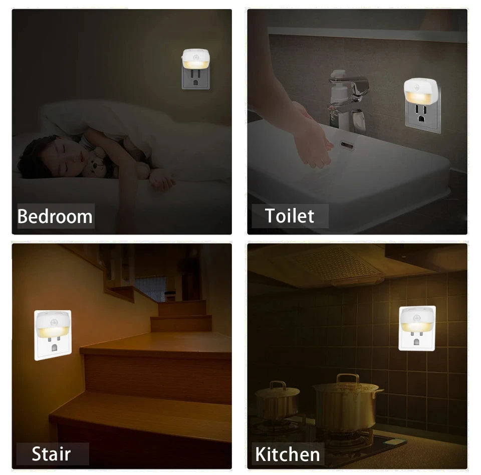LED Night Light EU US Plug In Smart Motion Sensor Light 220V Wall Lamp For Home Aisle Hallway Stair Kitchen Bedroom Night Lamp