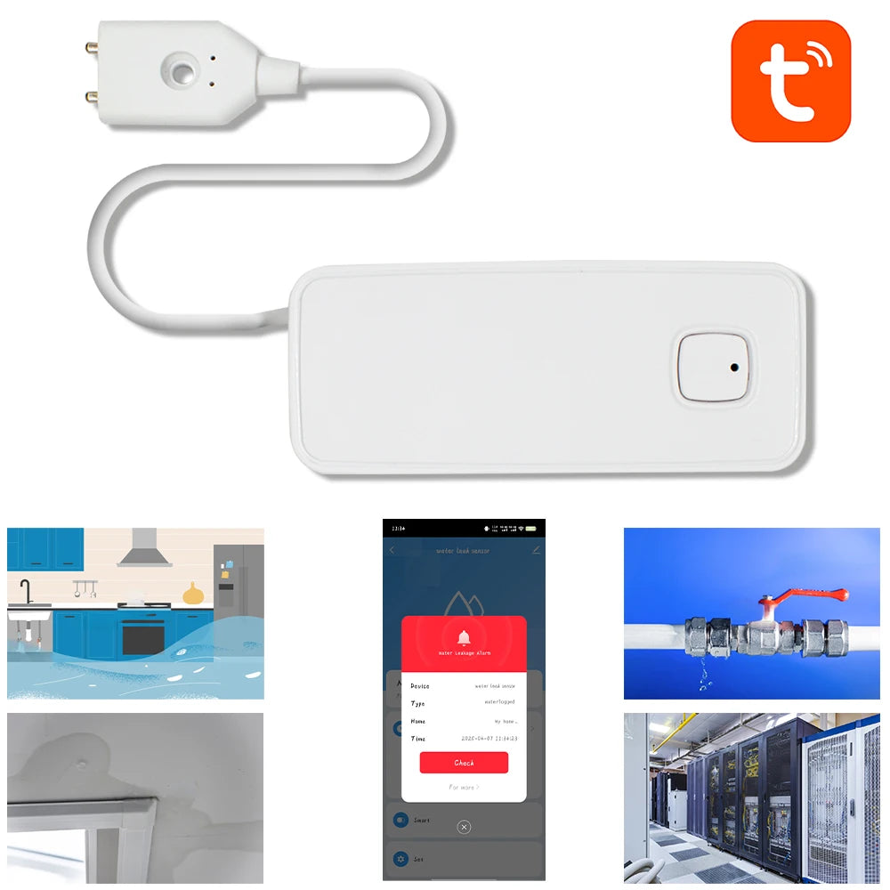 WiFi Tuya Smart Water Leakage Detector Sensor APP Remote Monitor 80dB Sound Alarm System Flood Home Security Safety Smartlife
