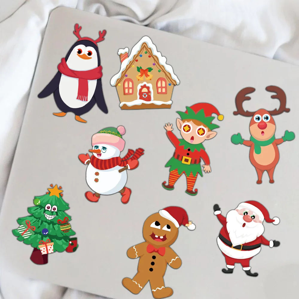 8PCS Creative Christmas Face Changing Series Stickers, Account Materials, Skateboarding Notebook Gooka Stickers