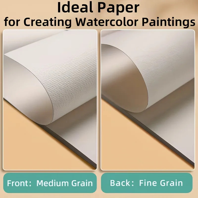 16 Sheets A4 Spiral-bound Watercolor Pad, 300gsm Rough Texture Acid-Free Paper for Artists & Hobbyists