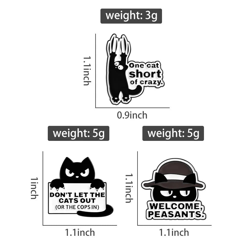 3-7pcs/sets Cartoon Anime Middle Finger Rude Cat Enamel Pins Low Battery Daisy Flower Brooches Backpack Lapel Badge Jewelry Gift