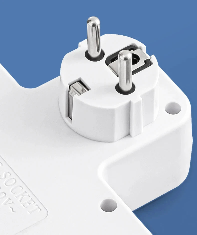 EU Plug Socket Adapter Wireless Wall Charger Power Strip with 4 AC Outlets +2 USB Ports+ 1 Type C 7-in-1 Plug Socket Adapter
