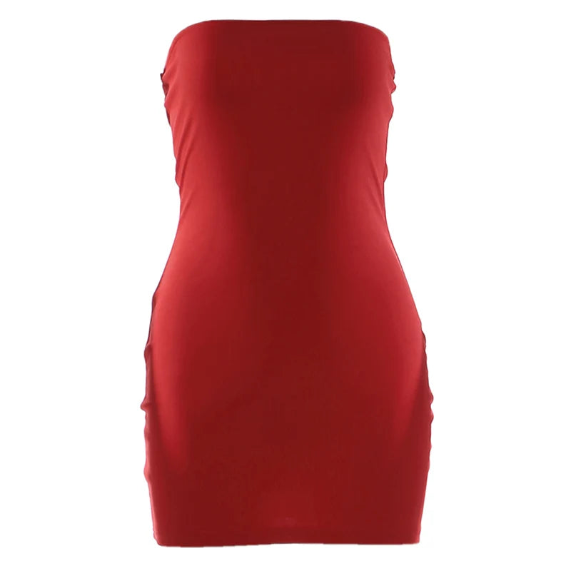 Weird Puss Valentine's Day Strapless Dress Women Backless Sexy Peach Hip Stretch Slim Simple Hottie Dating Mini Street Clubwear