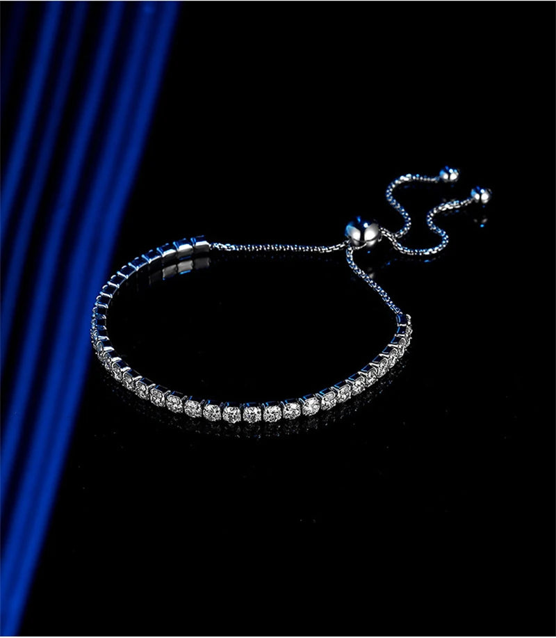 TBCYD 3mm 3.5cttw Moissanite Adjustable Bracelet For Women 925 Sterling Silver Hand Chain Valentine's Day Gift Luxury Jewelry