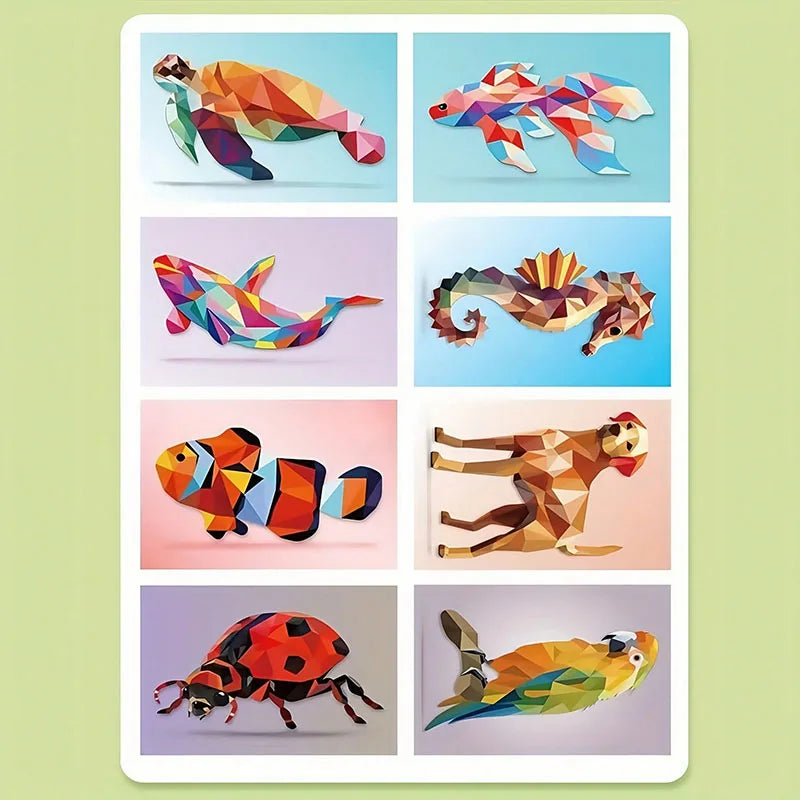 3D Animal Jigsaw Puzzle Stickers DIY Handmade Creative Collage Art Set With Self-Adhesive Paper Back To School Gifts Educational