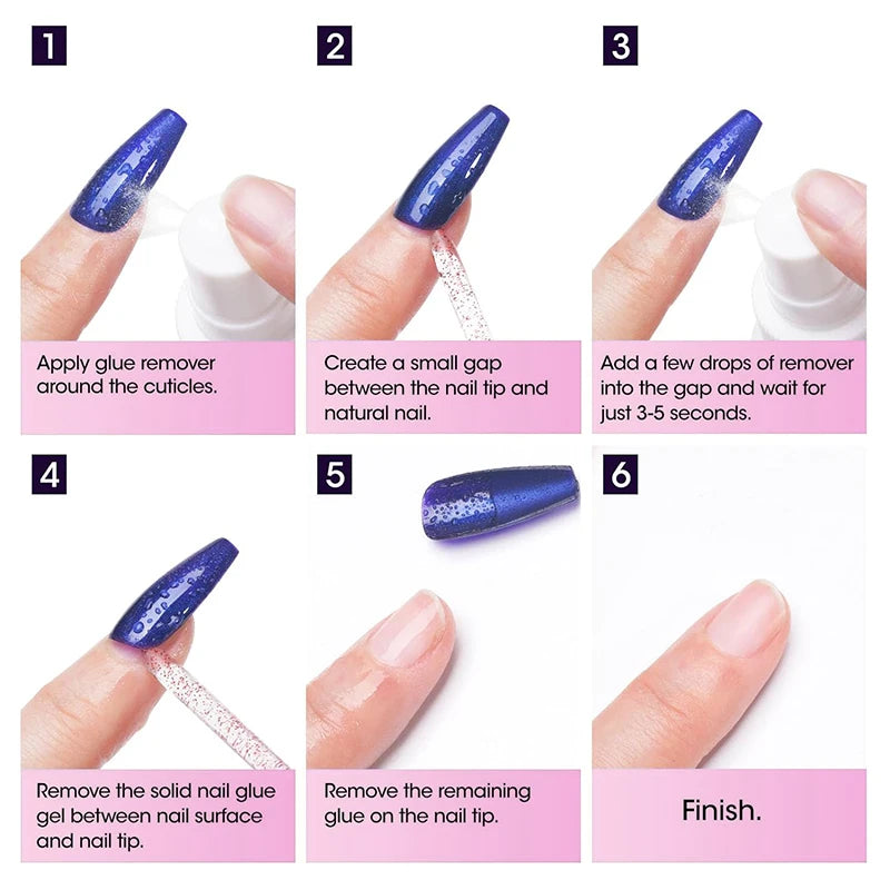 RSNAIL 100ml Nail Glue Remover for Press On Nails Solid Nail Glue Gel On Fake Nail Tips Acrylic Nail Can't Remove Gel Nail Polis