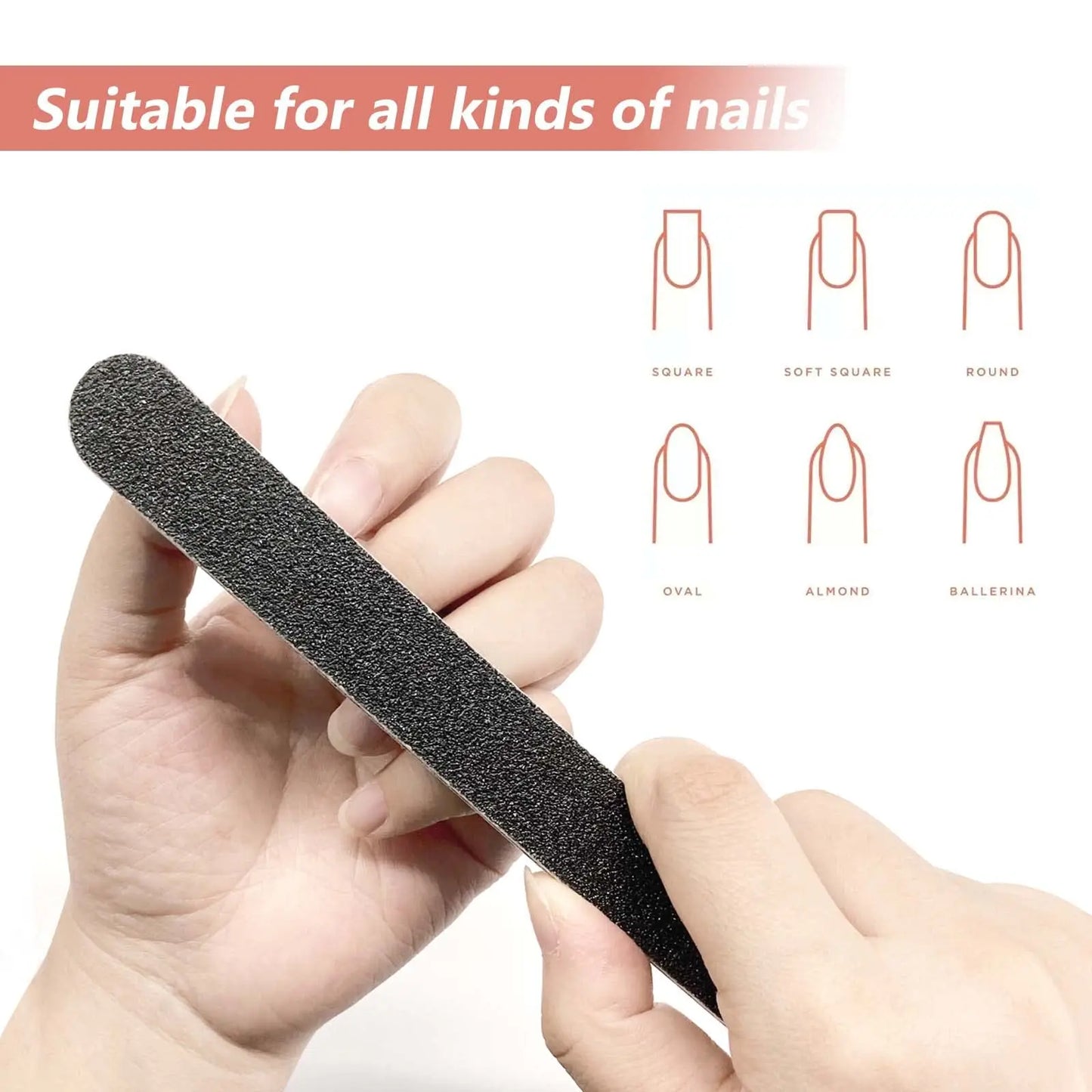 100/180 Grit Nail File Nail Buffer, Emery Boards for Nails, Nails Buffer and Shine Kit, for Poly Nails Extension Gel