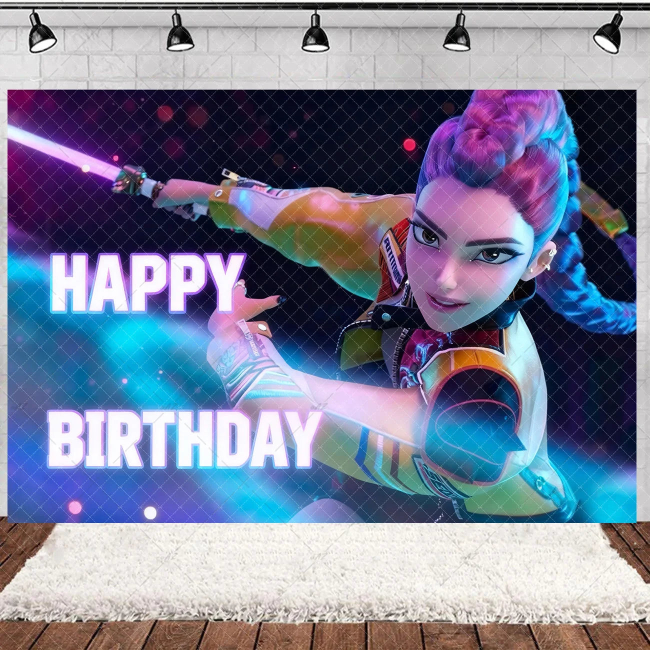 Hot KPop Girl Demon Hunters Backdrop Popular Anime Adult Children's Birthday Party Decorations Baby Shower Supplies Photo Props