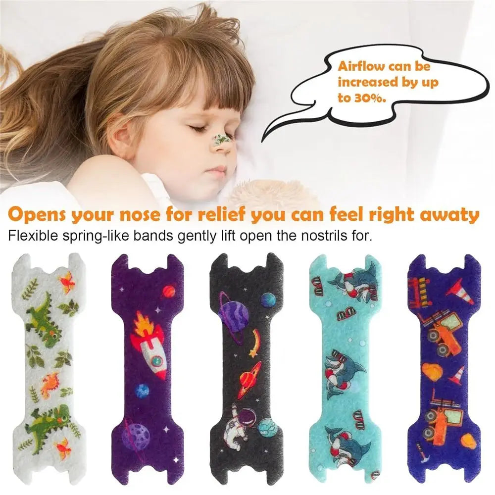 10pcs Nose Tape Cartoon Kids Nasal Strips 44x14mm/55x17mm Breathable Kids Breathing Strips Breathing Snoring Strips Boy Gril