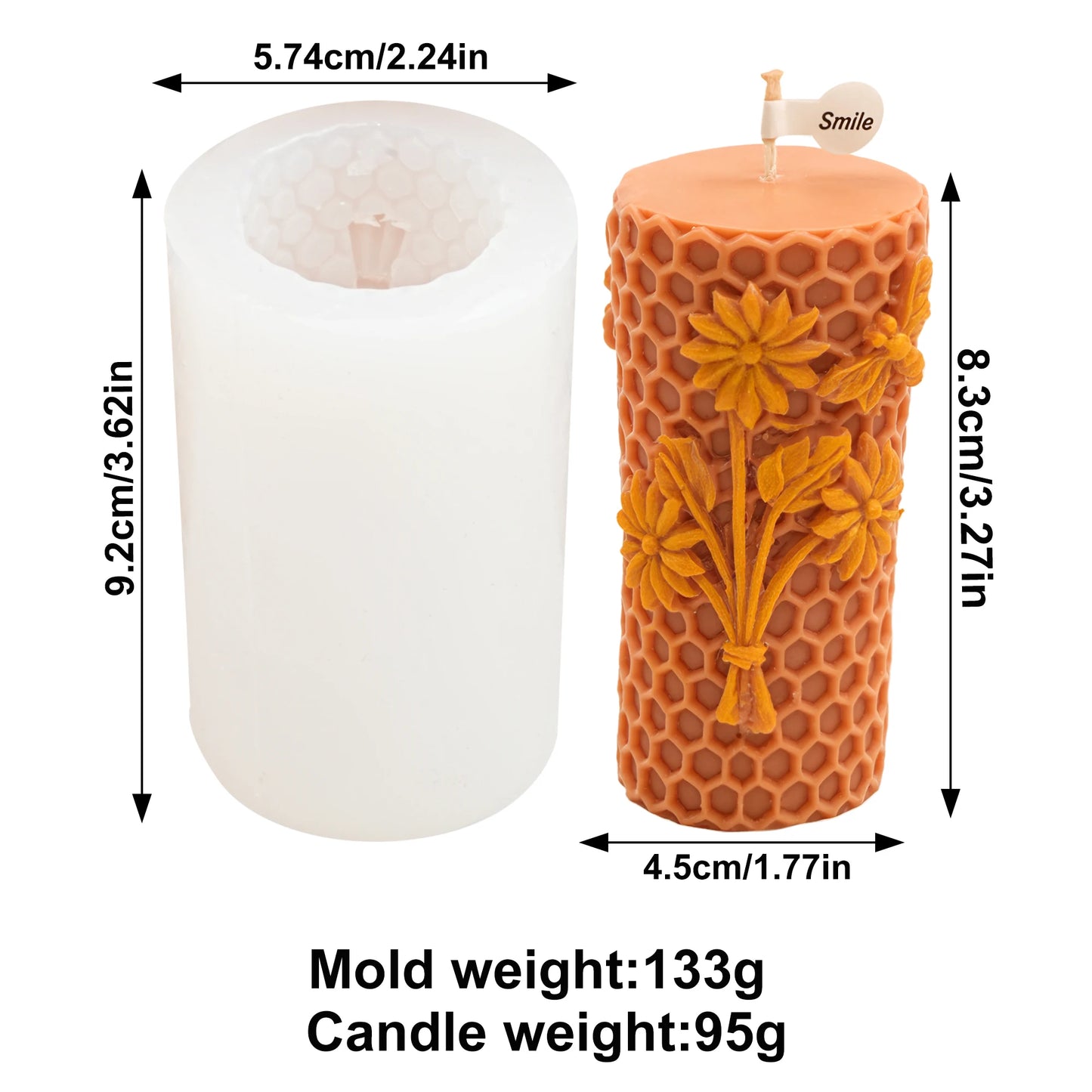 3D Honeycomb Silicone Mold Creative DIY Candle Making Tool Home Decor Handmade Gift Idea for House-shaped Wax Candles