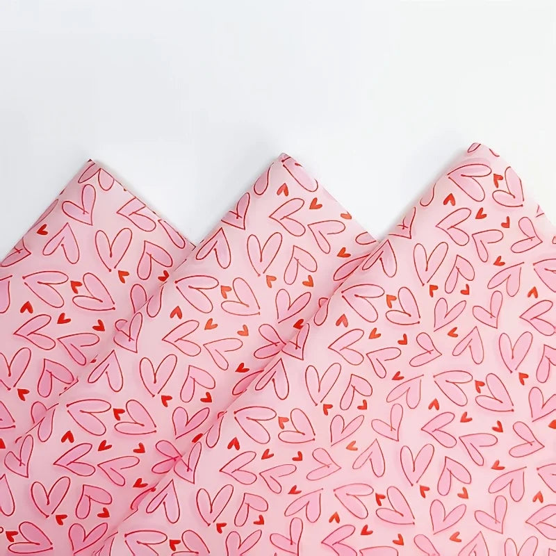 50 Sheets Bright Pink Heart Tissue Wrapping Paper with & heart patterns-Suitable for Bouquet Wrapping,DIY Crafts,Valentine's Day