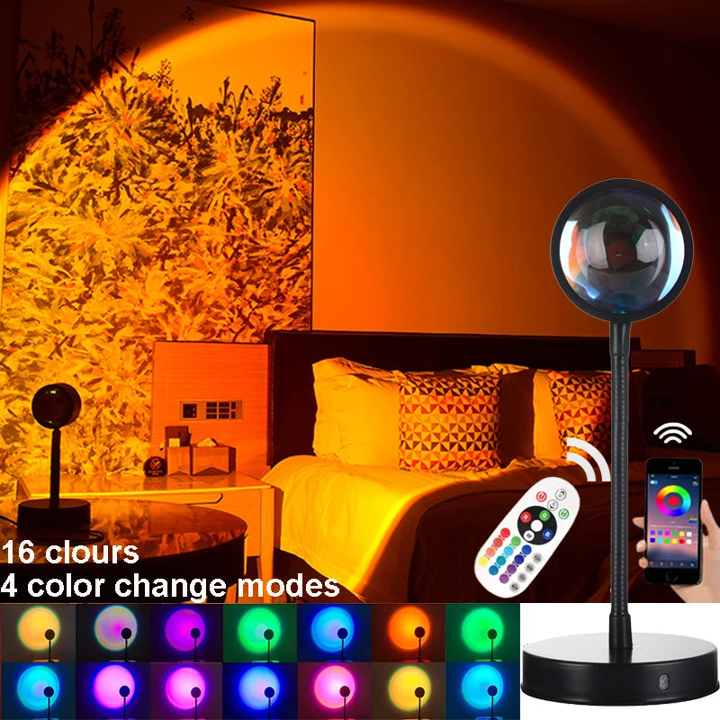 USB 5V Tuya Smart Sunset Lamp Night Light Sunset Projector Smart Life APP Remote Led Lights Room Decoration Photography  Gift