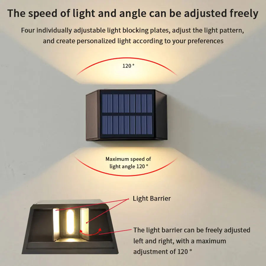 LED Outdoor Solar Lights Up And Down Lighting Wall Lamp Garden Decor Outdoor Solar Spotlights Solar Powered Sunlight Wall Sconce