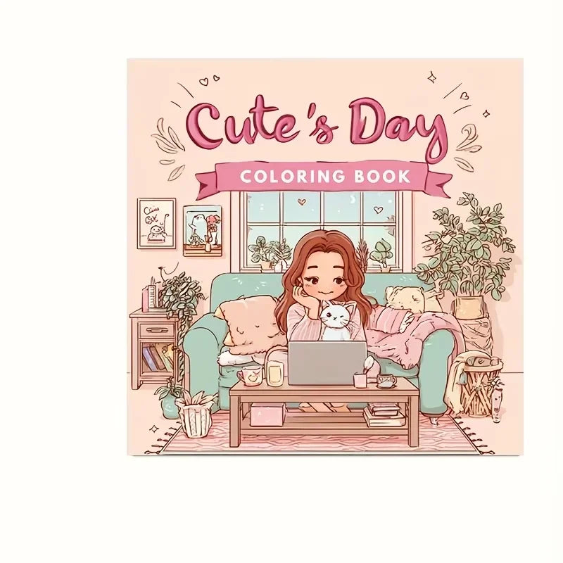 28 Pages Cozy Girls's Life Coloring Book for Adult | Colouring Book for Stress Relief, Birthday Day Gift, Back to School Supplie