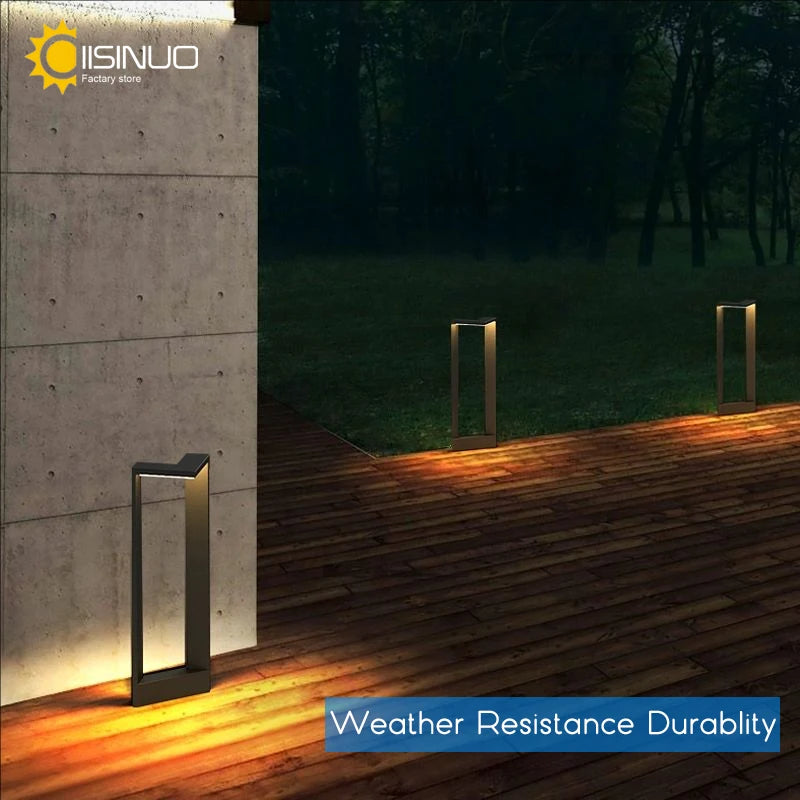 LED 12W Outdoor Landscape Path Lights Black IP65 Waterproof Lawn Post Light Fixture for Lawn Patio Courtyard Driveway Decoration