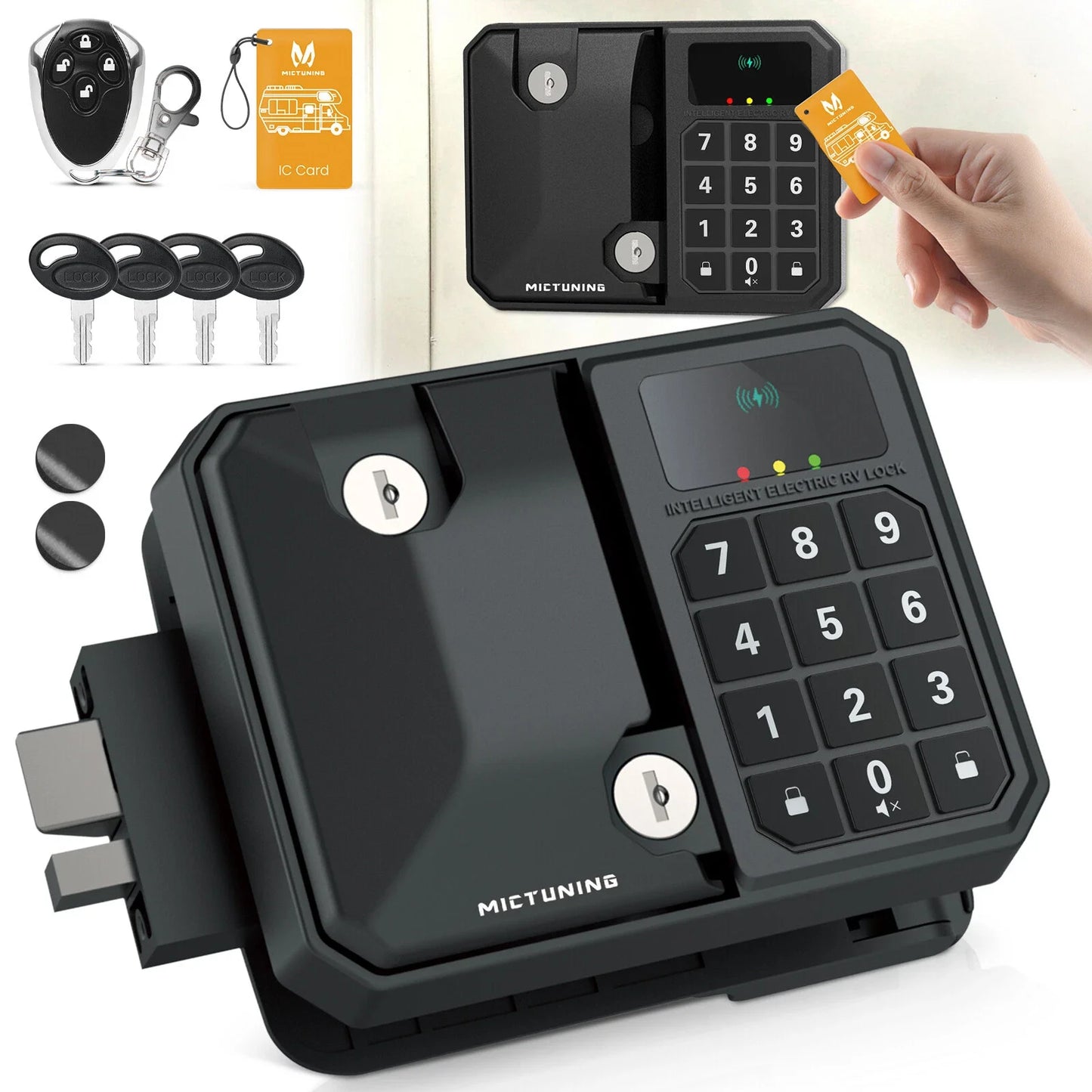 MICTUNING Keyless RV Door Lock,Multiple Unlocking Methods,Remote Key Range Up to 50FT, Heavy Duty Steel Waterproof For Campers