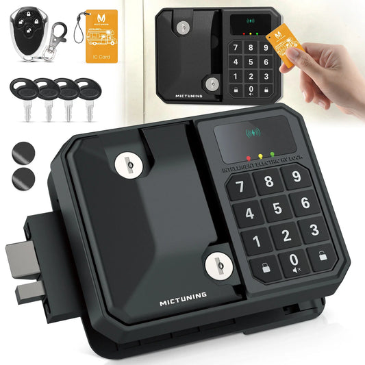 MICTUNING Keyless RV Door Lock,Multiple Unlocking Methods,Remote Key Range Up to 50FT, Heavy Duty Steel Waterproof For Campers