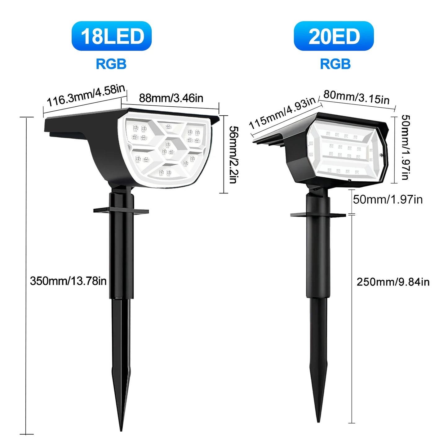 Outdoor 72/68 LED Solar Landscape Spotlights IP65 Waterproof Solar Light with 3 Modes Solar Garden Lighting for Outside Yard