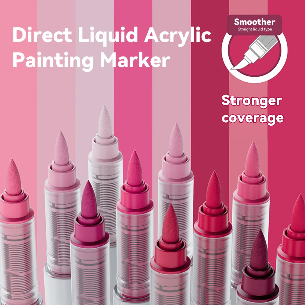 9colors/Set Acrylic Paint Pens Brush Marker Pen for Rock Painting,Ceramic,Glass,Wood,Canvas,Diy Art Supplies Drawing Stationary
