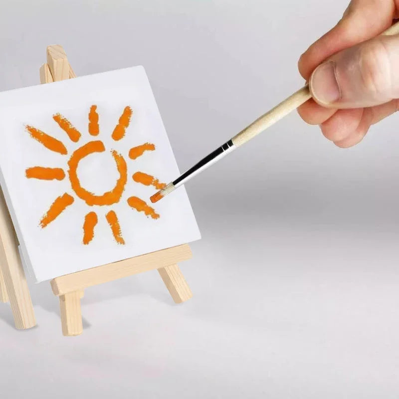 12pcs Artists 5 Inch Mini Easel +3 Inch X3 Inch Mini Canvas Set Painting Kids Craft DIY Drawing Small Table Easel for School