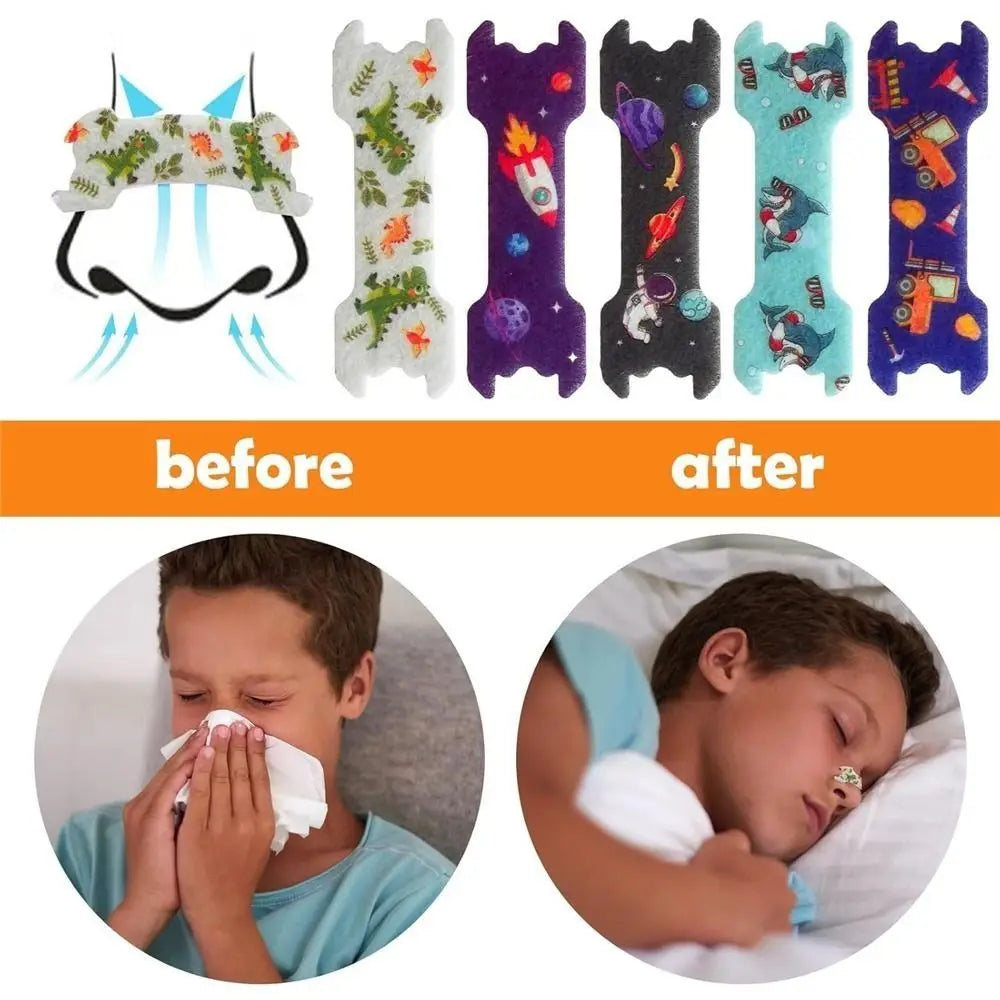 10pcs Nose Tape Cartoon Kids Nasal Strips 44x14mm/55x17mm Breathable Kids Breathing Strips Breathing Snoring Strips Boy Gril